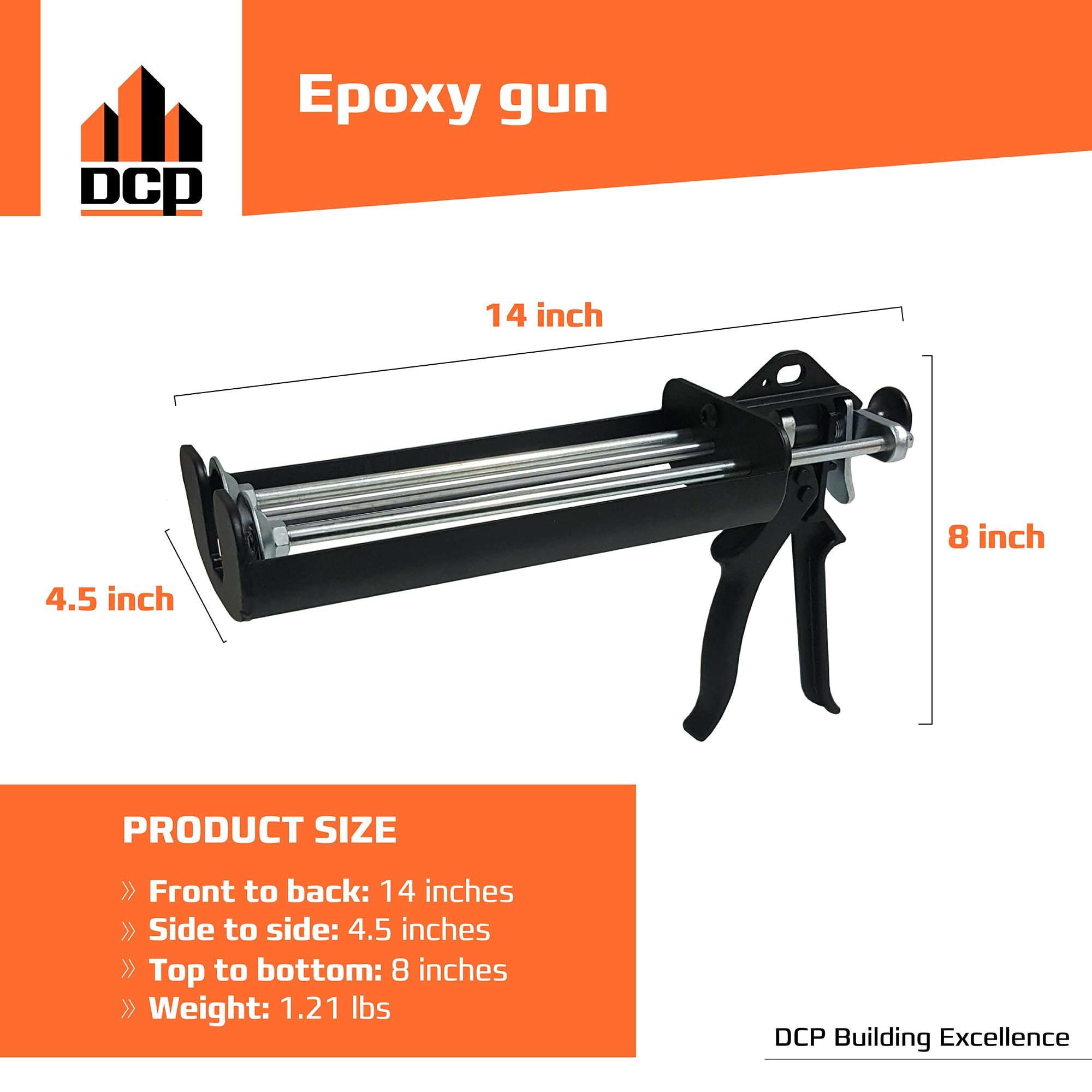 DCP Profesjonalny pistolet epoksydowy podwójny wkład do 20,2 i 22 fl.oz. | 600 ml i 650 ml – 1:1 pistolet epoksydowy z podwójnym wkładem do kotwic o współczynniku ciągu 25:1 – nadaje się do