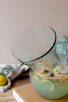 KALALOU Large Glass Tilted Pitcher, One Size, Green/BLue