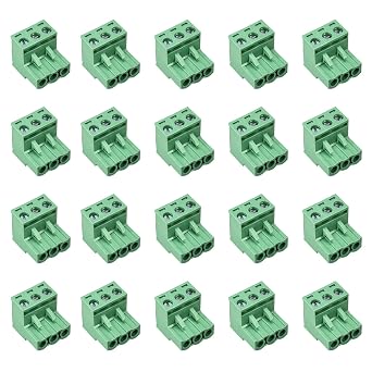 20 pcs 3 Pin 5.08mm Pitch Pluggable PCB Angle Screw Terminal Block Plug Connector Socket Panel Mount DIY (20pcs 3p)