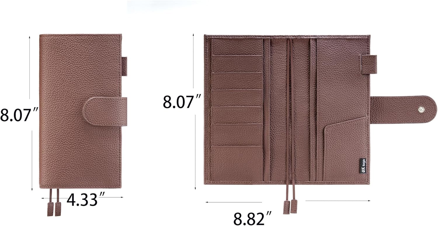 Leather Planner Cover for Hobonichi Weeks & Weeks Mega, Pebbled Genuine Leather, Slim Notebook Case with Pen Loop, Card Slots, Bookmarks & Back Pocket(COFFE)