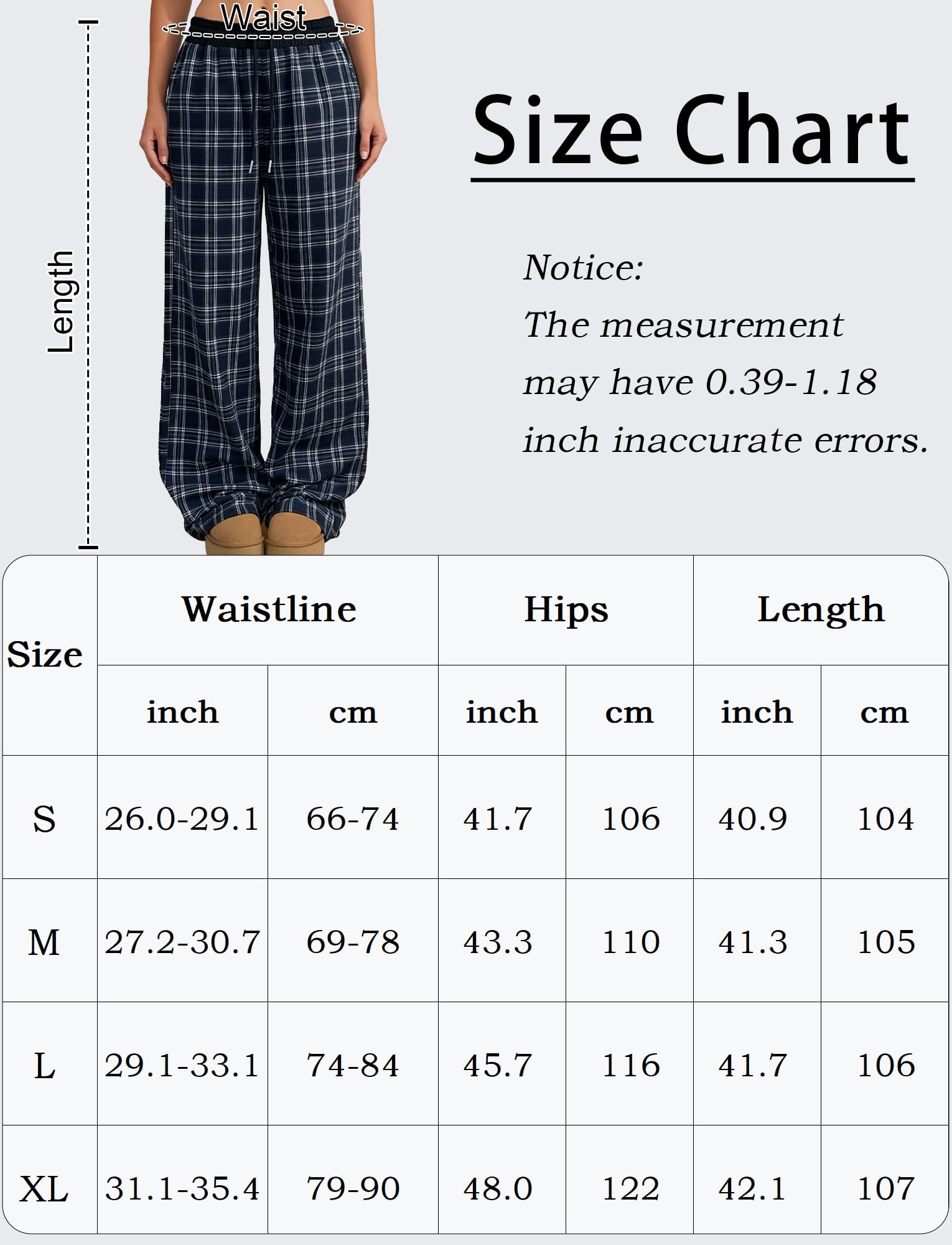 Pantalon Vintage à Carreaux pour Femme Pantalons Décontracté à Taille Basse Pantalon de Jogging Large à Poches Pantalons Long Y2K Streetwear