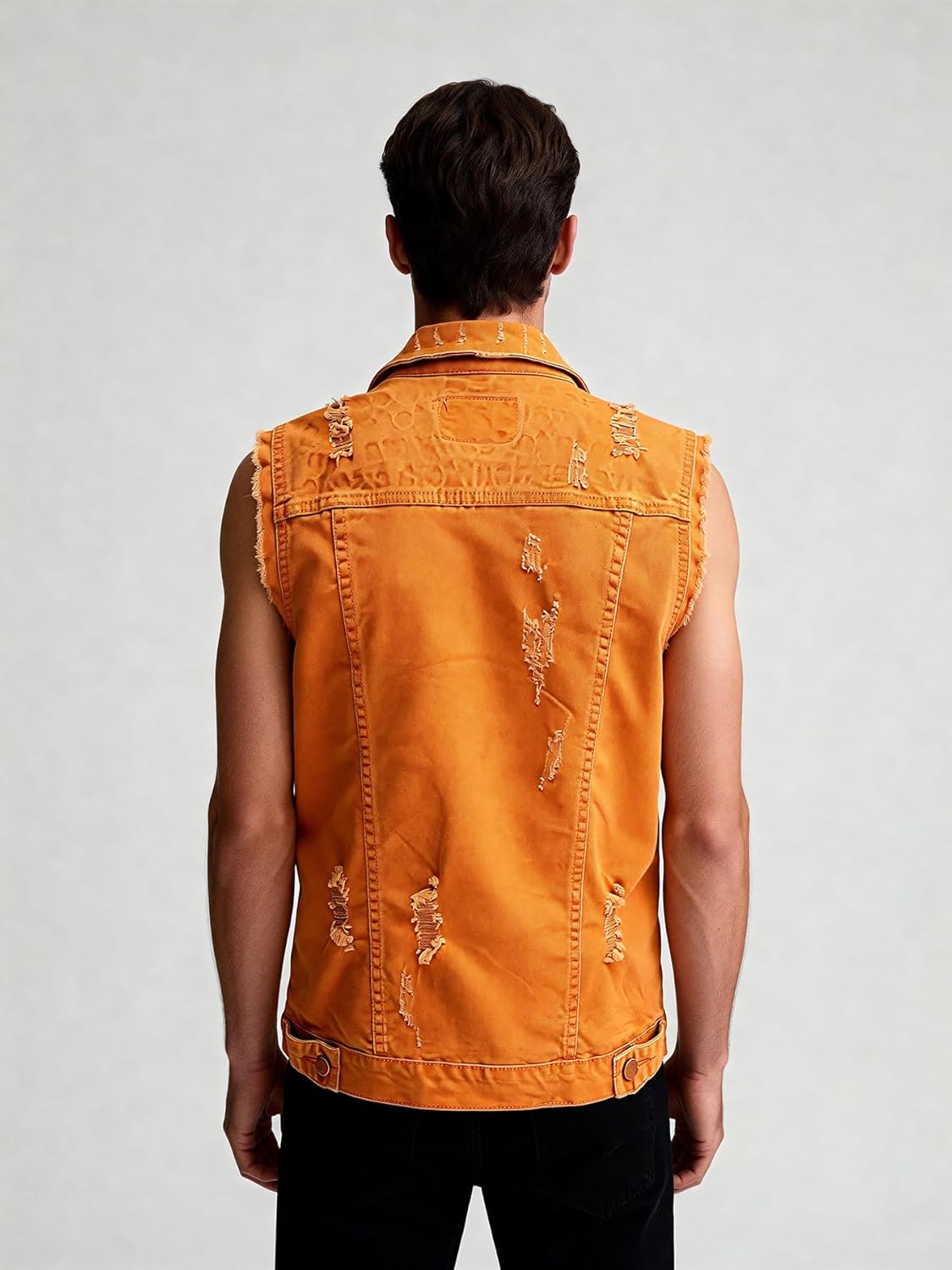Men's Sleeveless Ripped Denim Vest Casual Slim Fit Button Down Jeans Vests Jacket