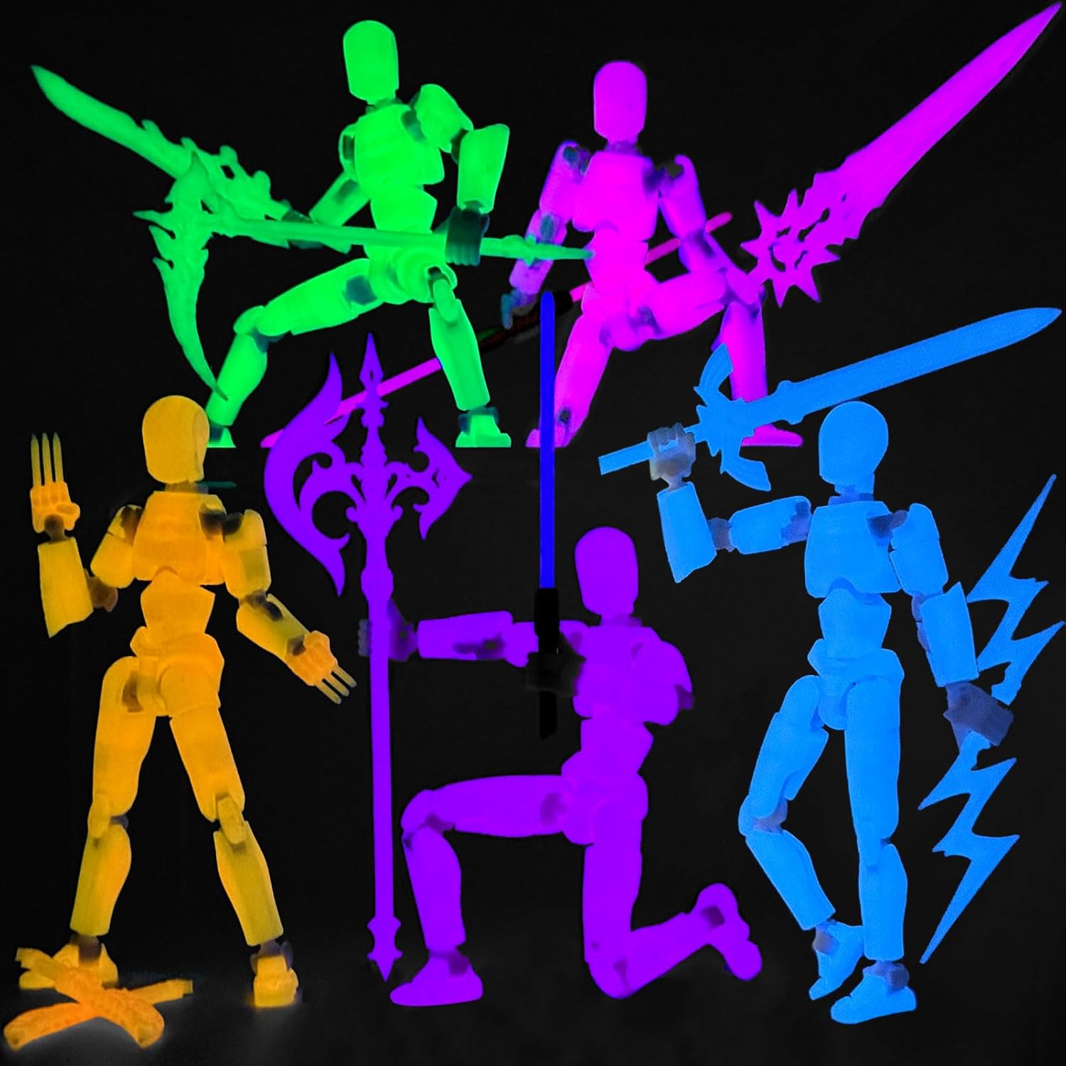 Luminous Titan 13 Action Figures Set, Multi-Colored Dummy 13 Lucky Robo Dummy Nova Collection, 3D Printed with Laser Saber, 5-Pack (5-Colors)