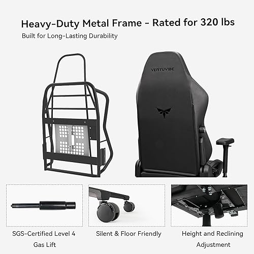 Miniatura 8 de Silla para videojuegos, silla ergonómica de computadora con respaldo alto y soporte lumbar, silla de videojuegos, reposabrazos ajustables 4D,