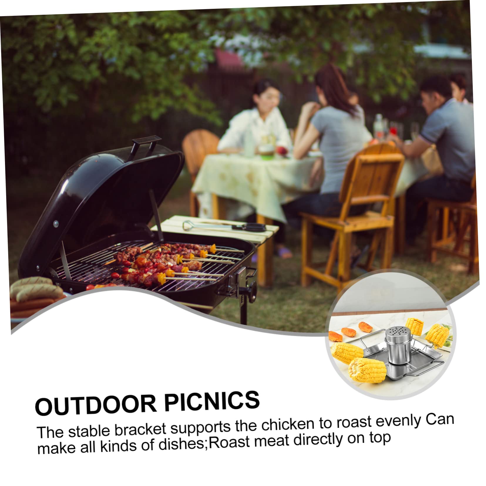 ibasenice Soporte para Pollo De Acero Inoxidable Rejilla para Barbacoa De Exterior para Camping Plateada Resistente Al Calor Fácil De Usar Parrillas De Pollos Al Aire