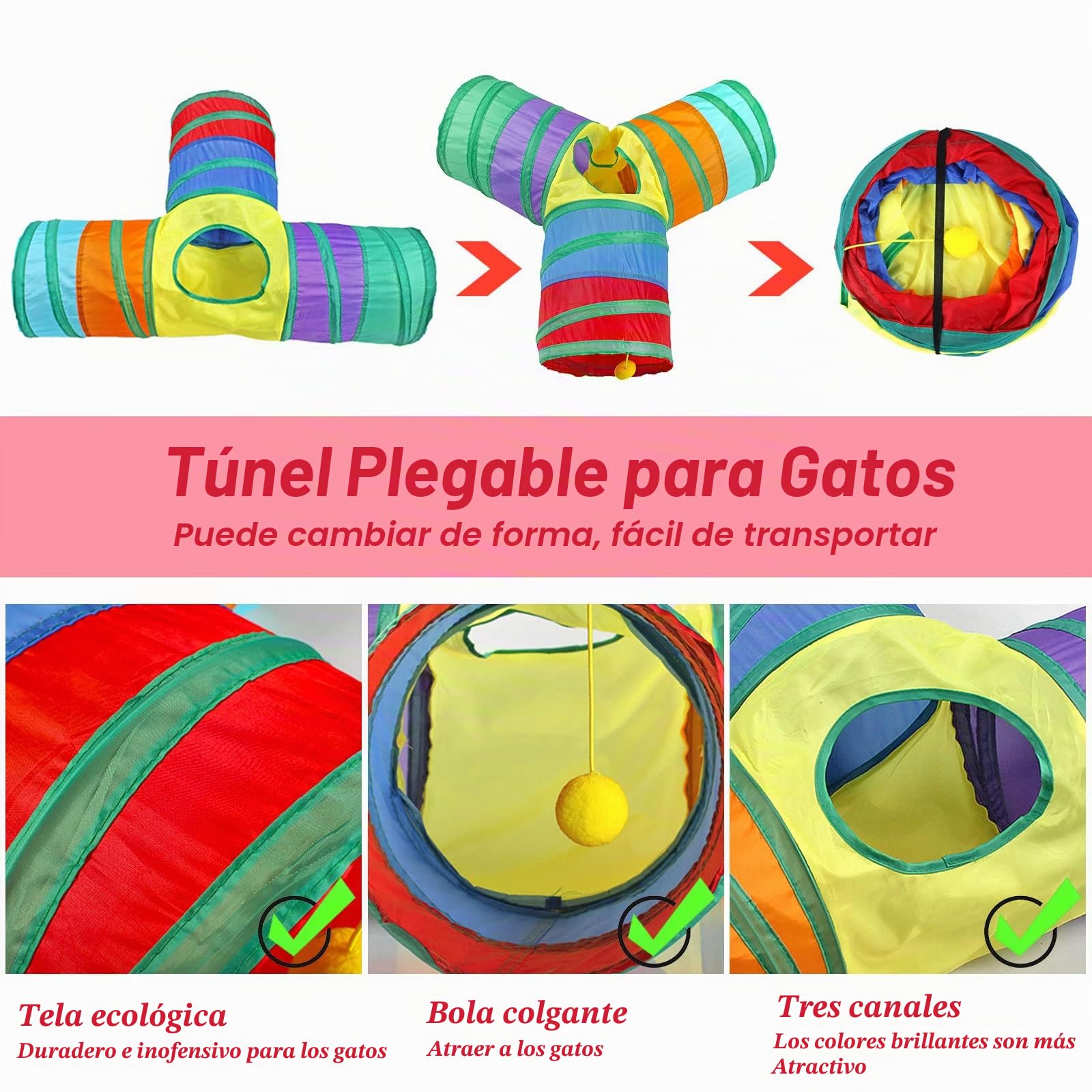 Juguetes Gat,35pcs Juguete para Gato con Túnel,Juguetes para Gatos Interactivos Juegos Gatito,Pescado,Ratón,Pluma,Pelota,Palo de Gato Divertido,Kit de Juguetes interactivos para Gatos
