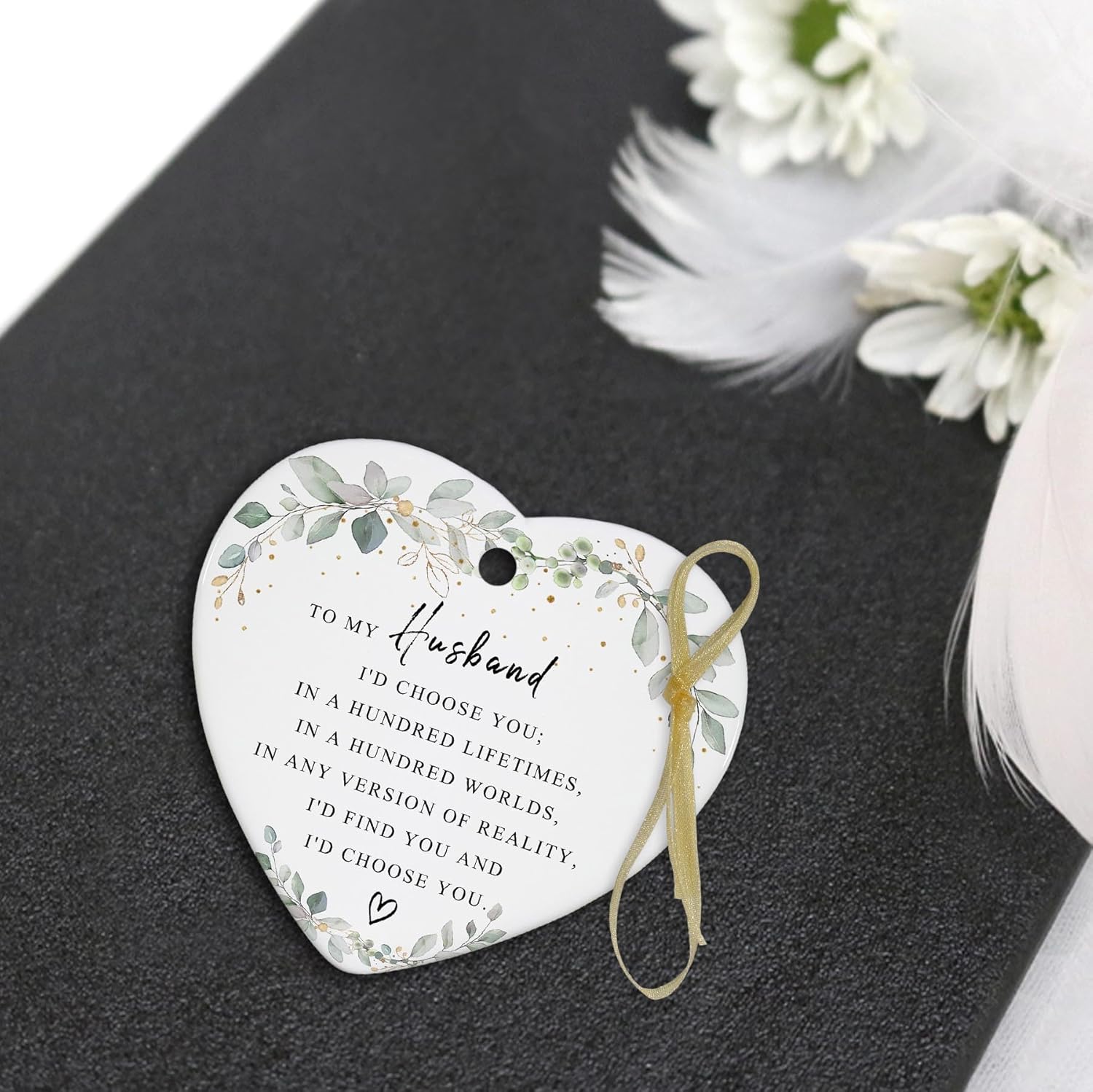 2026 Husband Christmas Ornament Gift from Wife,Ceramic Christmas Hanging for him,Ceramic Present Ornament Xmas Tree Decorations with Gift Box - Image 6