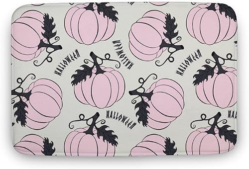 Alfombras de baño, calabazas rosas con hojas, para decoración de bañera, absorbente, suave, antideslizante, para baño, bañera, spa, lavandería, 16 x