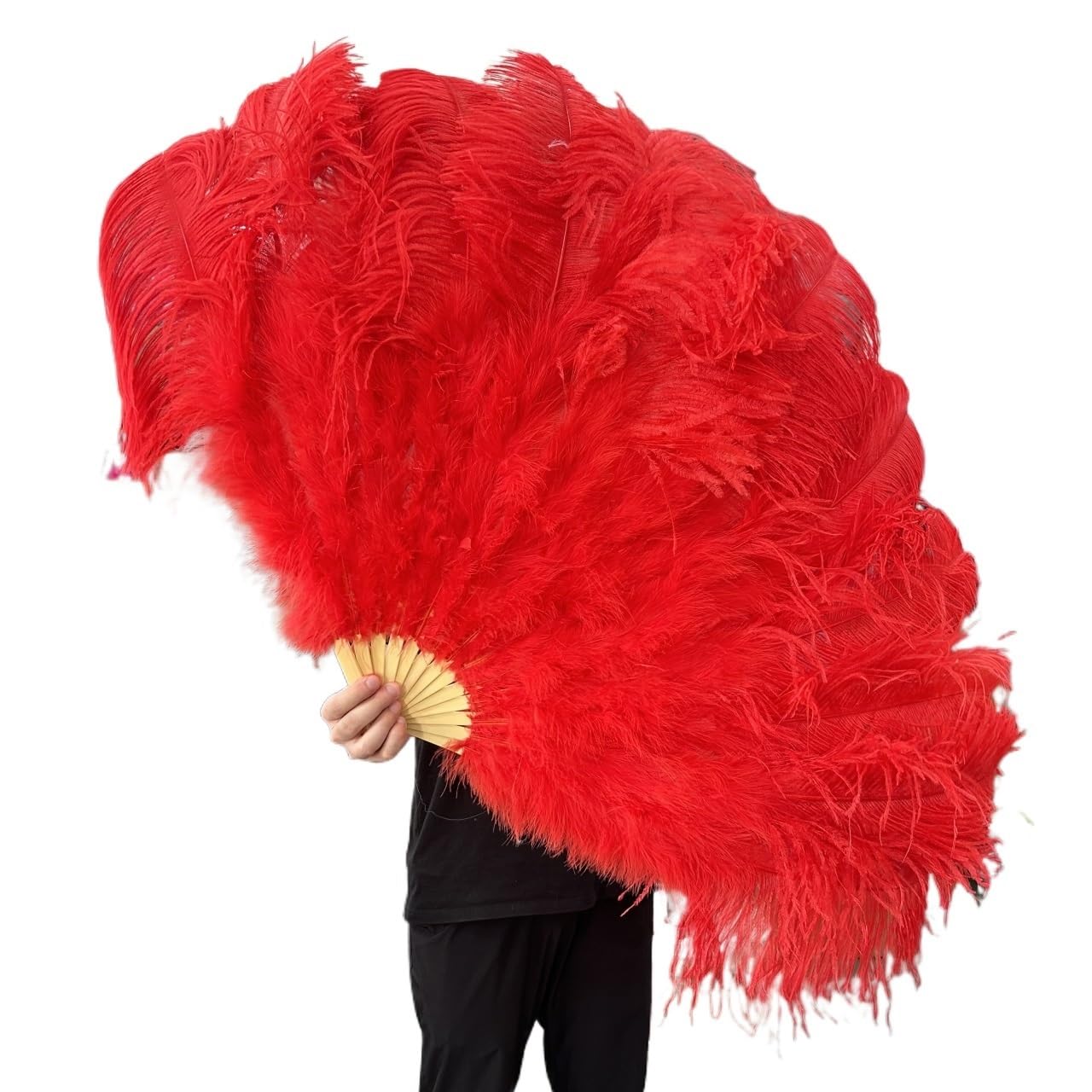 CIGPKLO Feather Dance Fan Big Feathers Fan 13Bone 100CM 130CM Hands Held Folding For Party Carnival Dance Performance Decoration