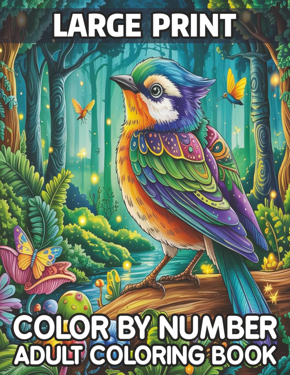 Large Print Color By Number Adult Coloring Book: Large Print Color By Number Book for Adults Featuring Flowers, Animals, Birds, Butterflies, Landscapes & Other Relaxing Nature Scenes