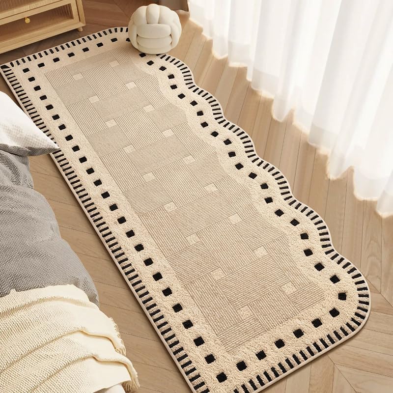 Alfombras cocina de diseño bohemio beige y negro lavables y antideslizantes para tu pasillo