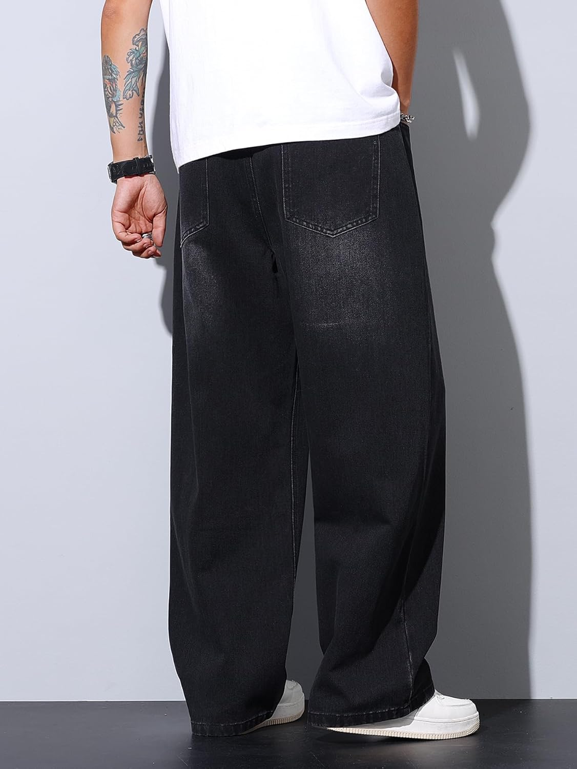 Men's Hip-hop Wide Leg Baggy Jeans Y2k Skater Loose Fit Denim Pants - Image 5