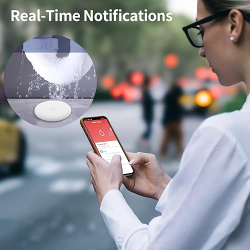 Miniatura 3 de RSH Sensor de agua WiFi, alarma detector de fugas de agua, paquete de 4 detectores de fugas de agua Zigbee inalámbrico y concentrador, mini detector