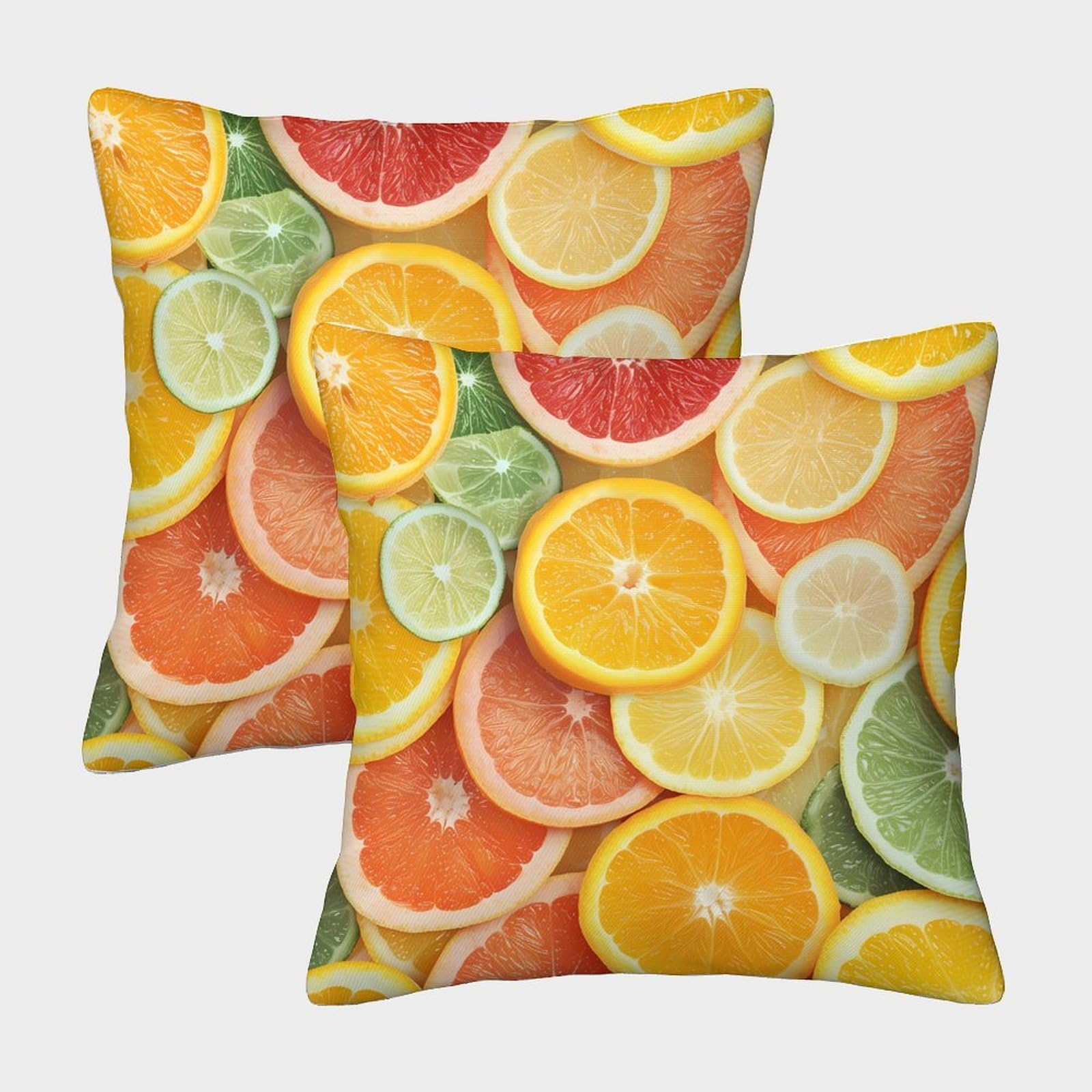 QFVANSIYO Fresh Citrus 3D Printed Pillowcase Microfiber Bedroom Decor Fruit Theme Pillow Cover for All Ages 50x50cm