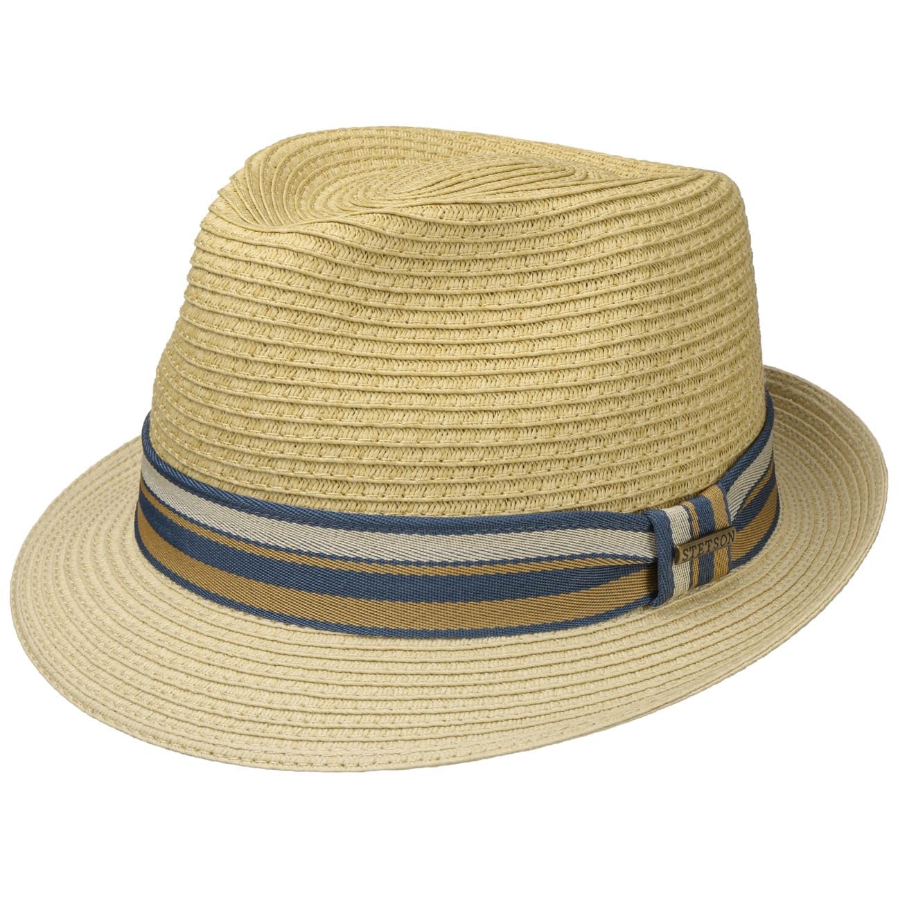 Stetson Licano Toyo Trilby Straw Hat Men UV Protection 40+ Two-Tone Brim Fedora Spring Summer Beige