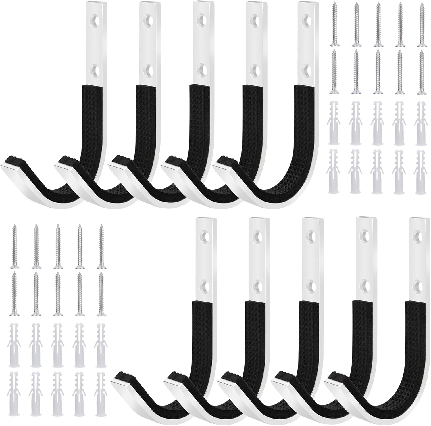 Stainless Steels Gun Rack Storage Wall Mount Shotgun Rifle Hook Horizontal Gun Hanger for Any Rifles Shotguns Archery Bow and Sword with Soft Padding, Wall Mount Storage & Display Heavy Duty Steel 5 pack White