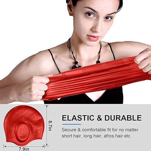 Vista 33 de Swimming Cap, Silicone Swim Cap for Women Men, Durable Non-Slip Waterproof Swim Cap Protect Ears, Long Hair for Adults, Older Kids Carbon,2