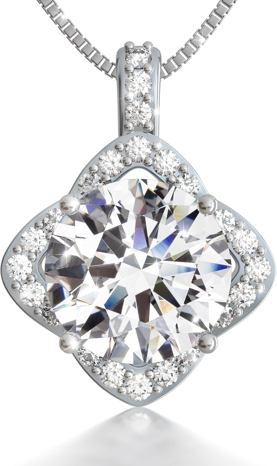 Moissanite Necklaces for Women, 925 Sterling Silver Platinum plated Necklace for Girlfriend, Ideal Birthday Jewelry Gifts for Wife