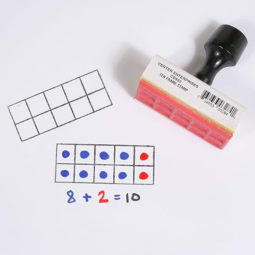 Miniatura 6 de READY 2 LEARN Sello de diez marcos, sello de madera para actividades matemáticas tempranas y bricolaje, uso para tarjetas didácticas, hojas de