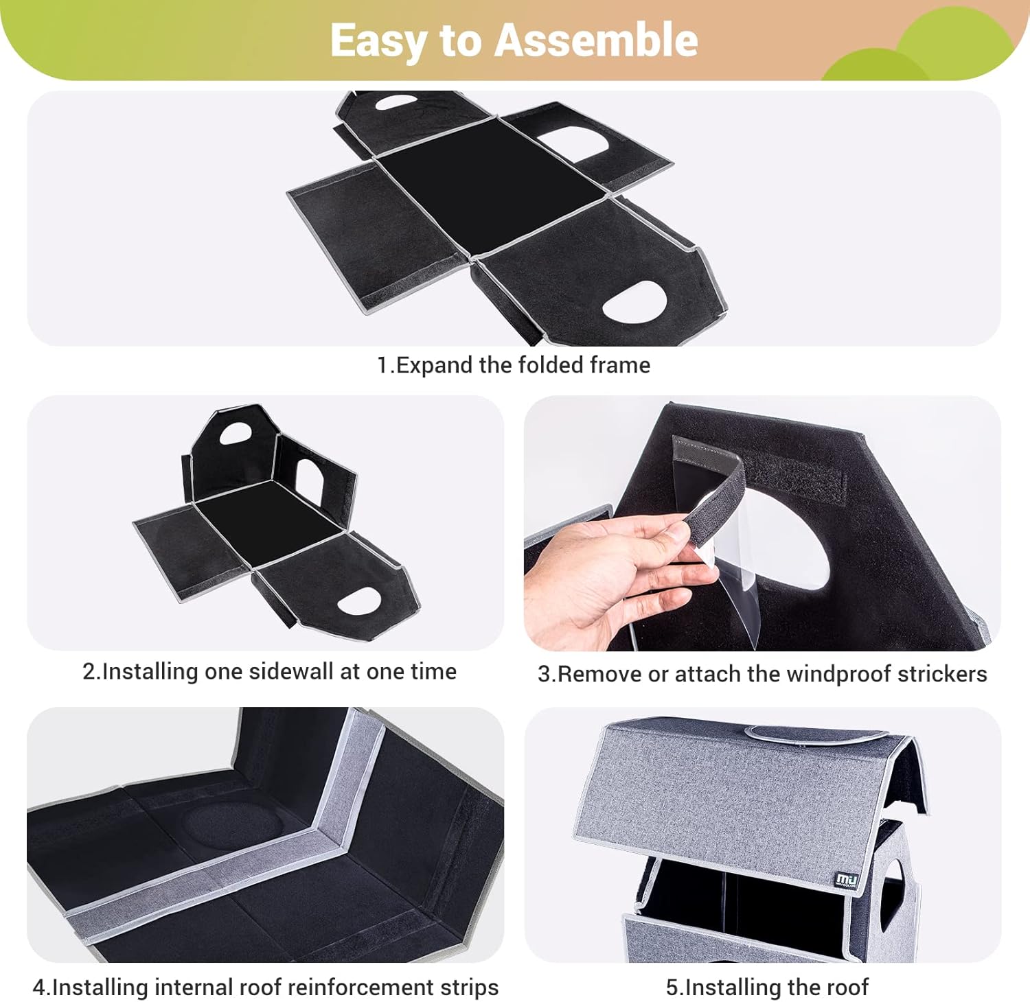 MIU Color Outdoor Cat House for All Seasons, Large Weatherproof Cat Houses for Outdoor/Indoor Cats, Feral Cat Shelter with Removable Soft Mat, Easy to Assemble, 17.1" x 13.4" x 16.6" inch : Everything Else