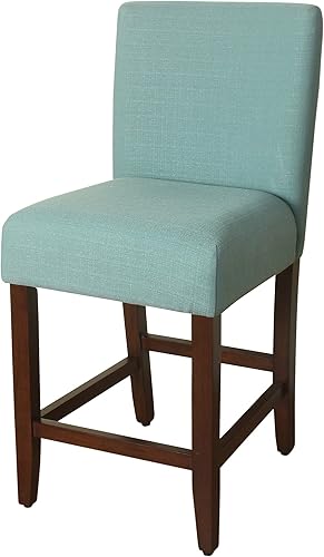 HomePop Taburete de bar tapizado, 24 pulgadas, aguamarina con textura clara