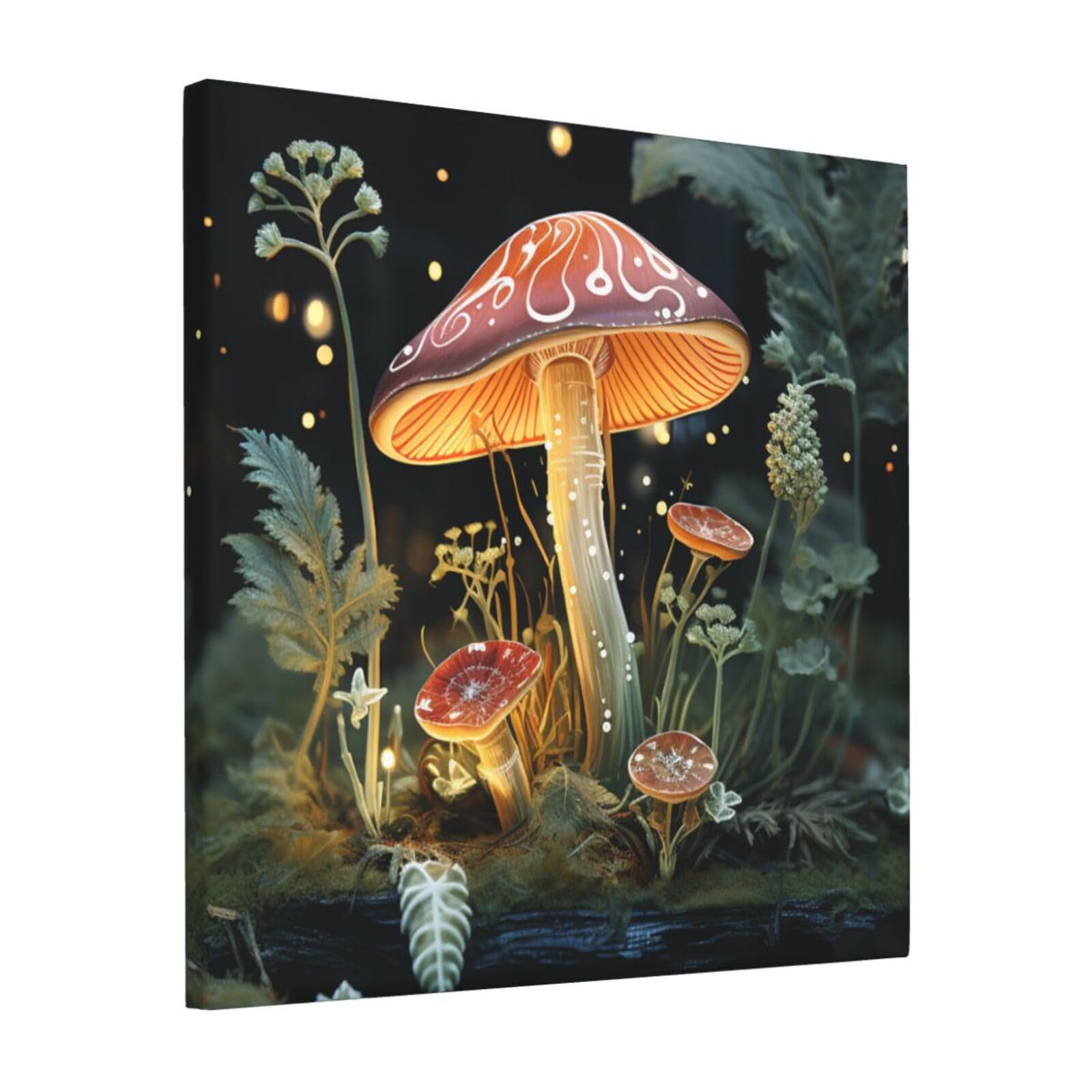 KLOPH Butterfly Mushroom Canvas Wall Art for Living Room 12"x12" Modern Artwork Painting for Bathroom Hanging Canvas Prints Aesthetic Wallart for Bedroom Kitchen Office Wall Decor