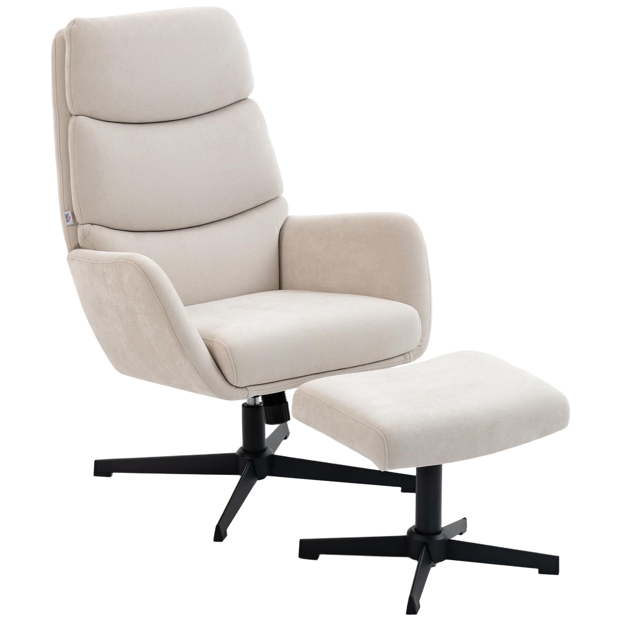 HOMCOM Relaxsessel mit Hocker mit Hoher Rückenlehne Wippfunktion Beige