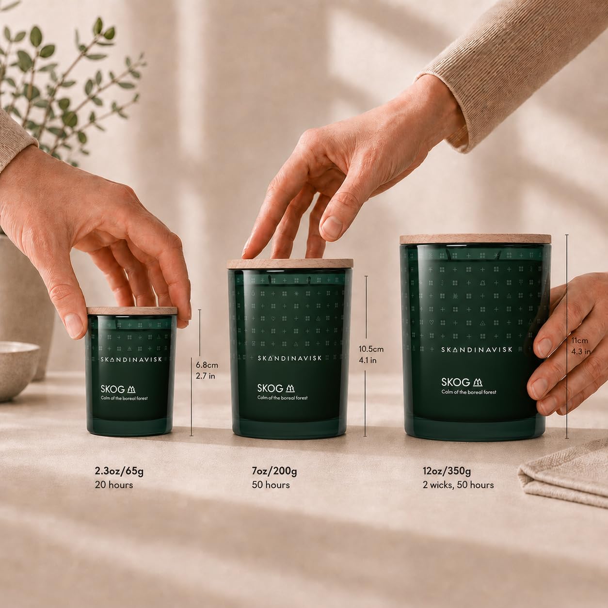 Skandinavisk Skog 'Forest' Vela perfumada con 2 mechas, edición especial, notas aromáticas: agujas de pino y conos de abeto, savia de abedul y lirio de los valles, fórmula vegana, 350 g