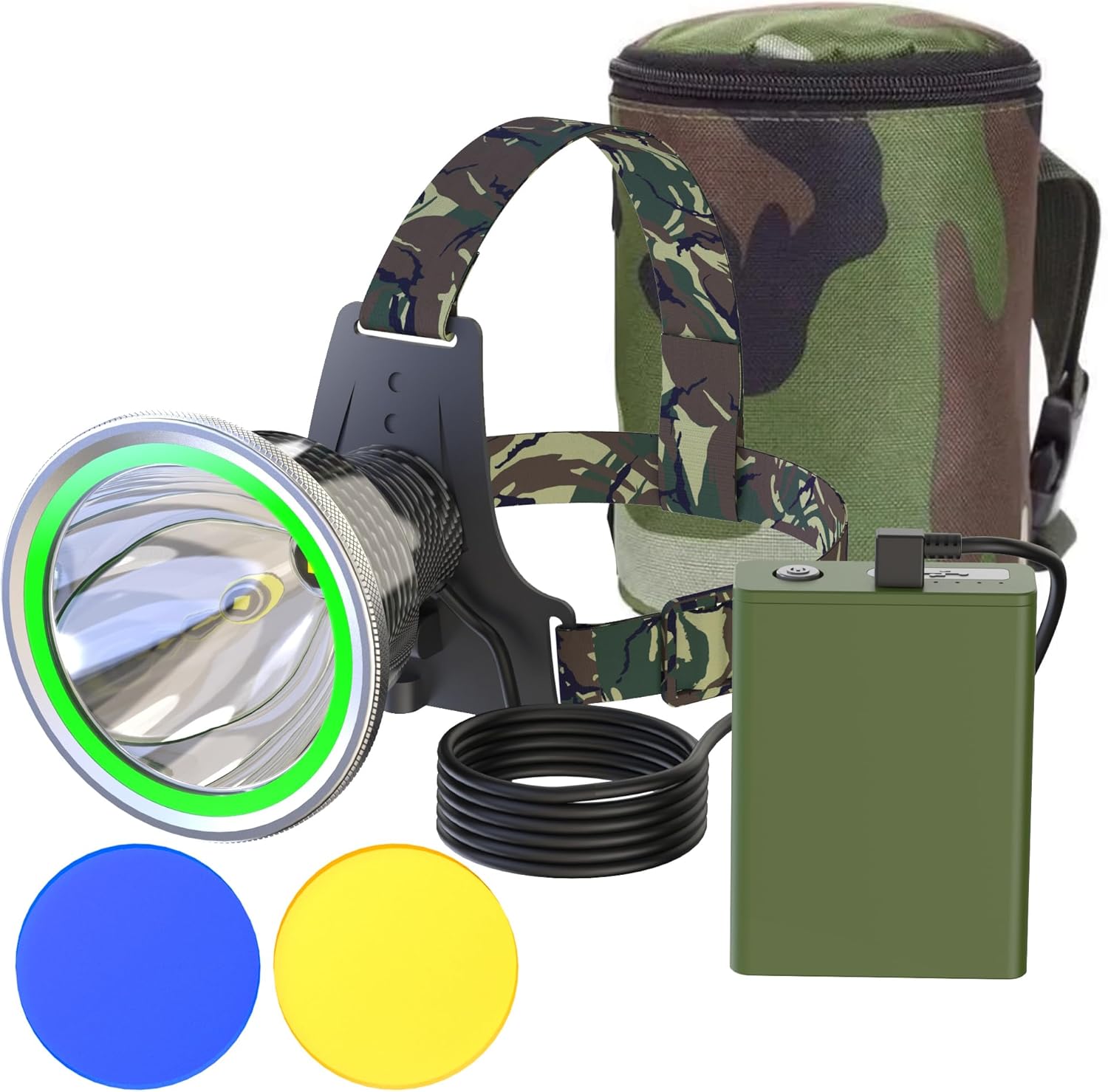 Coon Hunting Lights High Power LED Headlamp Super Bright High Lumens 11000mAh Rechargeable Headlight Waterproof Head Spotlight Torch for Fishing Camping