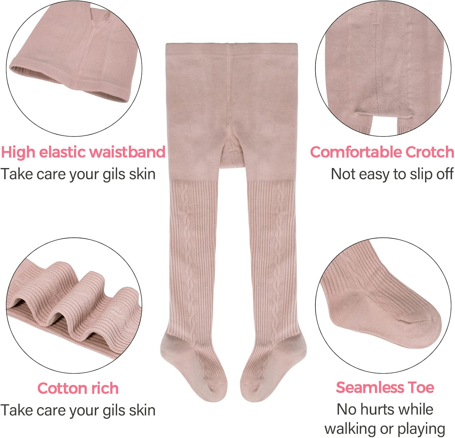 Baby Girl Cable Knit Leggings Stocking Tights Footed Pants Toddler Kids Cotton Warm Pantyhose 1-8Years - Image 2