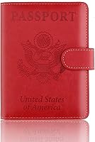 Vista 2 de Funda de piel sintética para pasaporte, con bloqueo RFID, tarjetero para mujeres y hombres, 02 Rojo, Cartera Rfid