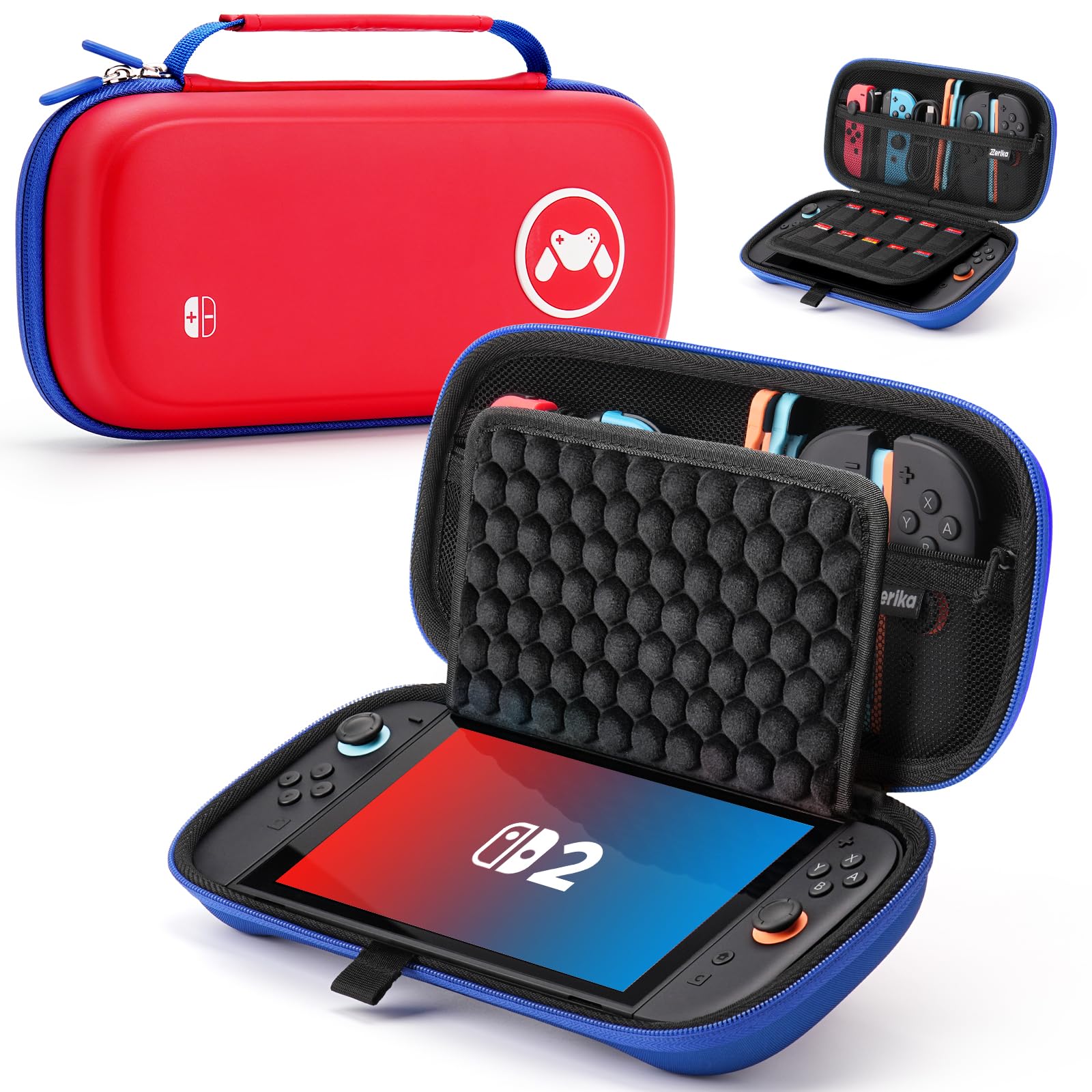 Nintendo Switch 2 Carrying Case Red Storage Bag 10 Game Cards Shockproof