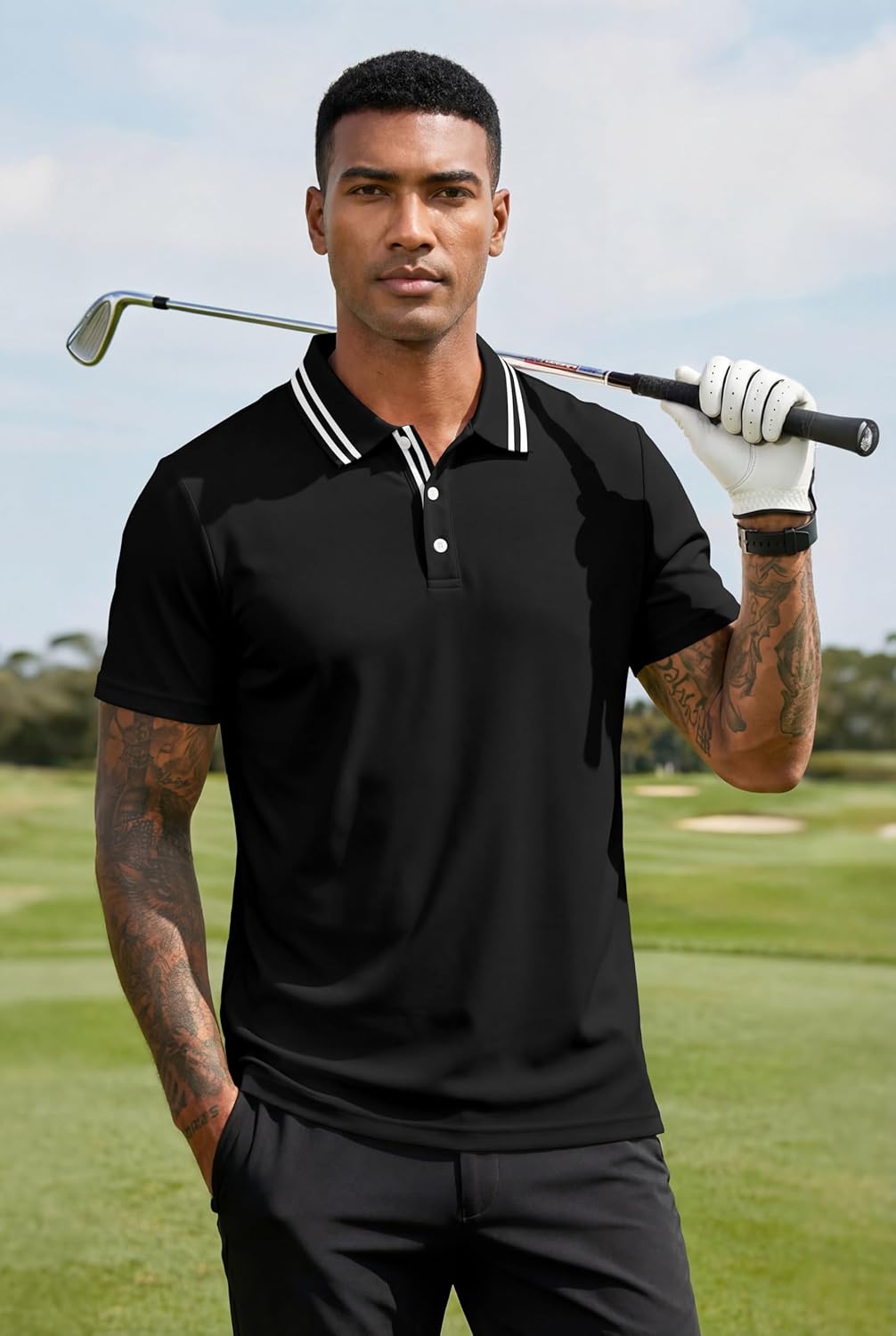 Mens Golf Shirts Athletic Polo Shirts Short Sleeve Lightweight Classic Collared Casual Slim Fit T-Shirt - Image 2