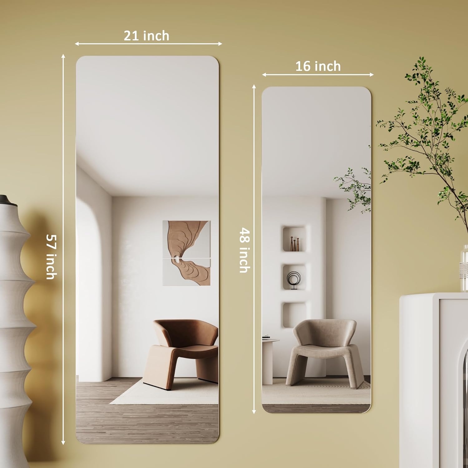 16x48 Full Length Wall Mirror,Nano Glass Full Body Mirror,Frameless Mirror Full Length,Wall Mirror for Bedroom,Wall Mirrors Decorative - Image 3