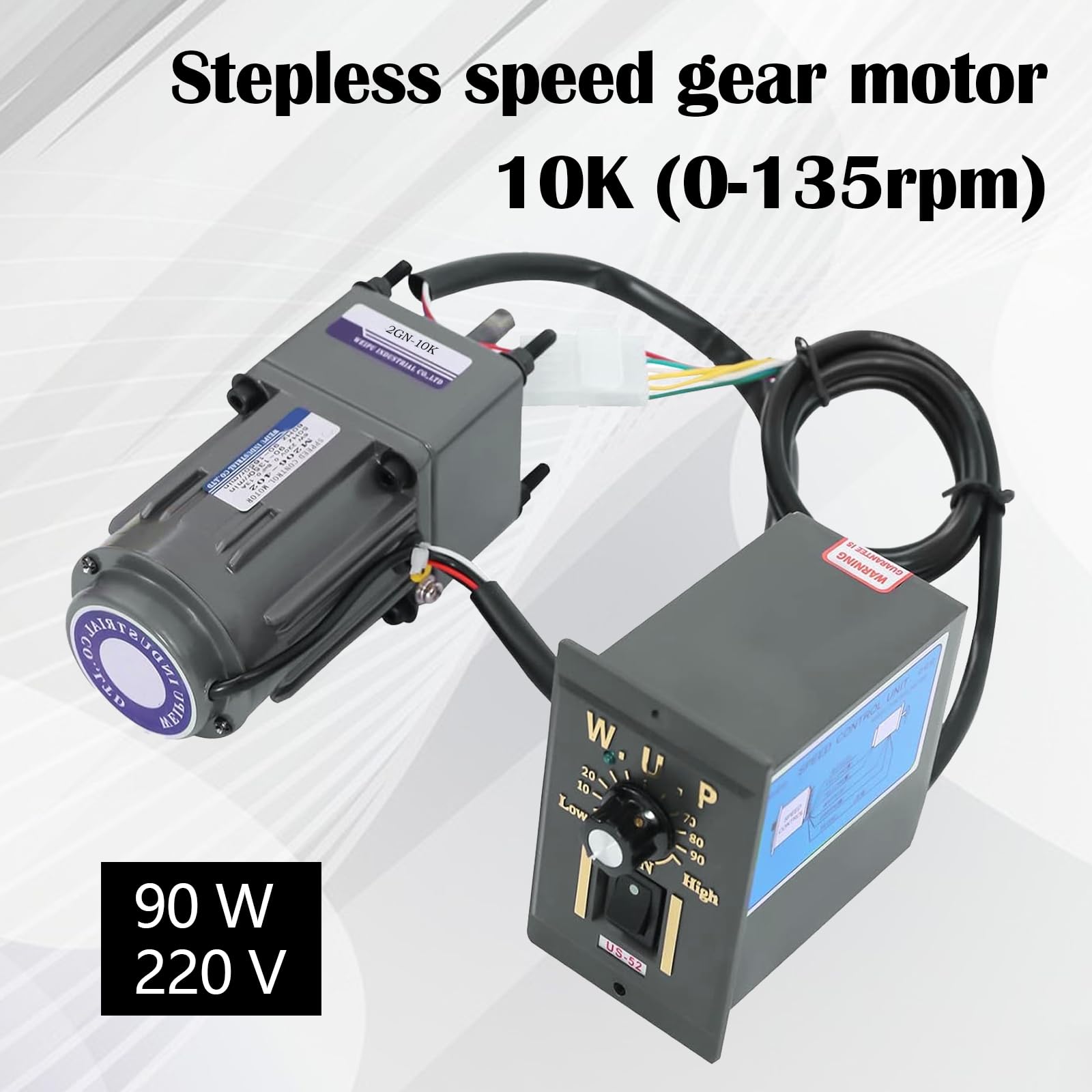 Moteur à Engrenages Électrique, Moteur à Courant Alternatif 6W 220V 0-135 Tr/Min (10k), 8 Nm, Régulateur De Vitesse Réglable En Continu Fonctionnement RéVersible Avant Et Arrière