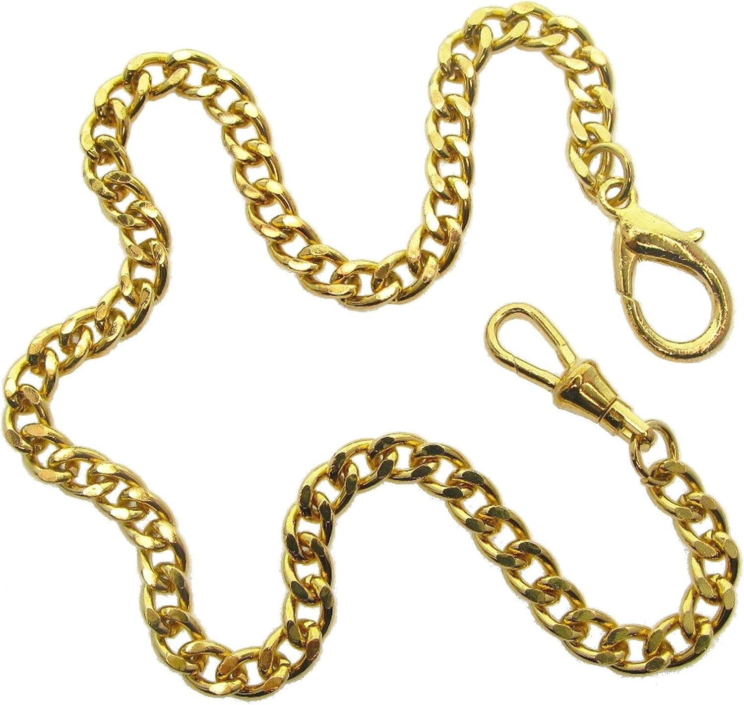Pocket Watch Chain Albert Chain Gold Pocket Chain for Men Lobster Clasp Swivel Clasp FC04A