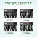 HiQuick AAA Rechargeable Batteries with Charger, 8 Bay Smart Battery Charger for Ni-MH/NiCD Rechargeable Battery with 1.2V Ni-MH 1100mAh Triple AAA Batteries 8 Pack