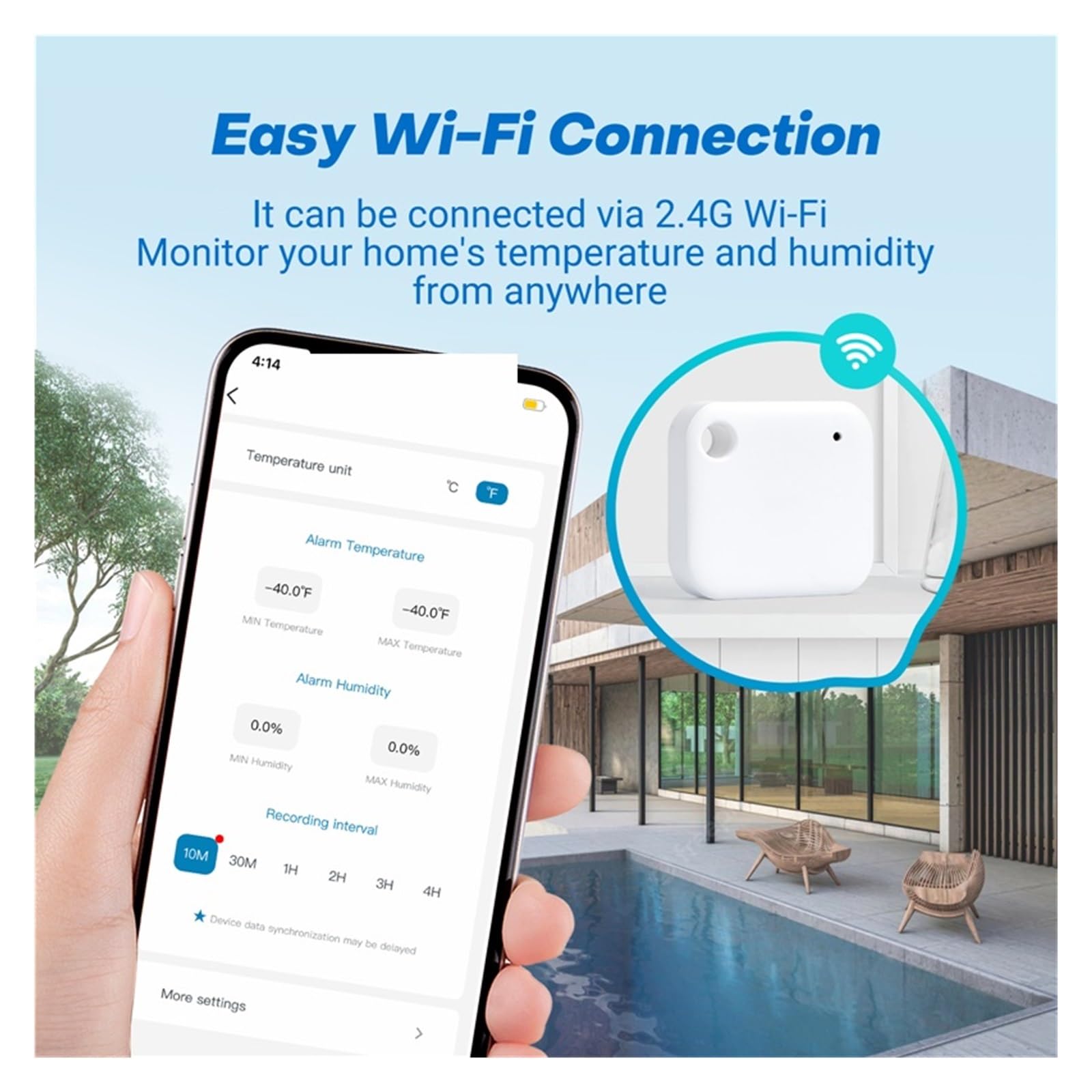 Sensor Inteligente Wi-Fi For Monitor De Temperatura Y Humedad En Tiempo Real Registrador Datos For Refrigeradores Terrarios Reptiles Preciso Rápido Monitorización Tiempo Real