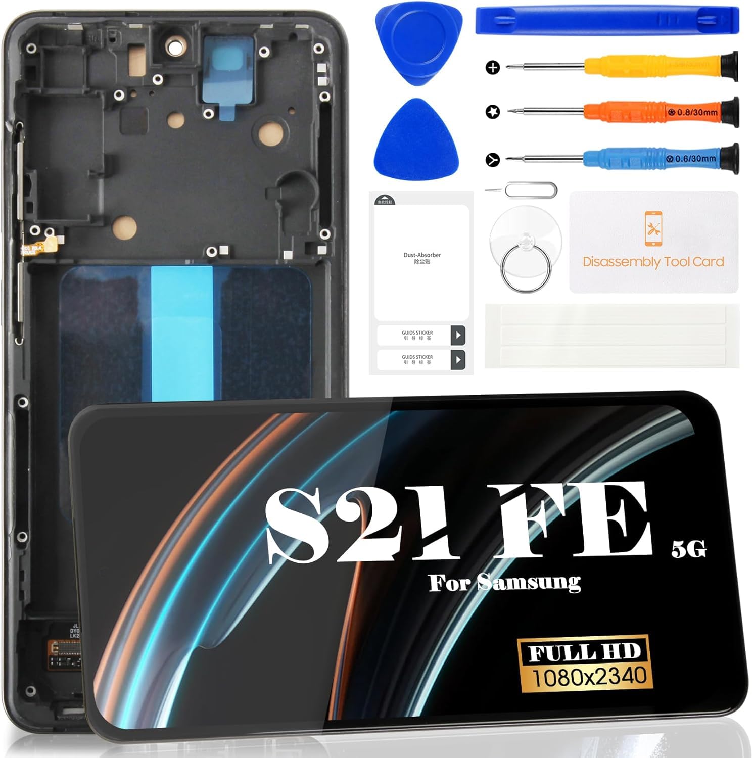 TFT for Samsung Galaxy S21 FE 5G LCD Screen Replacement for Samsung Galaxy S21 FE 5G LCD Display for SM-G990 Touch Screen Digitizer Assembly Repair Parts Kits with Frame(Black)