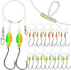 Dovesun 10PCS/4PCS Pompano Rigs for Surf Fishing Unique T-Knot Strong Pre-Rigged Pompano Rigs Saltwater with Circle Hooks
