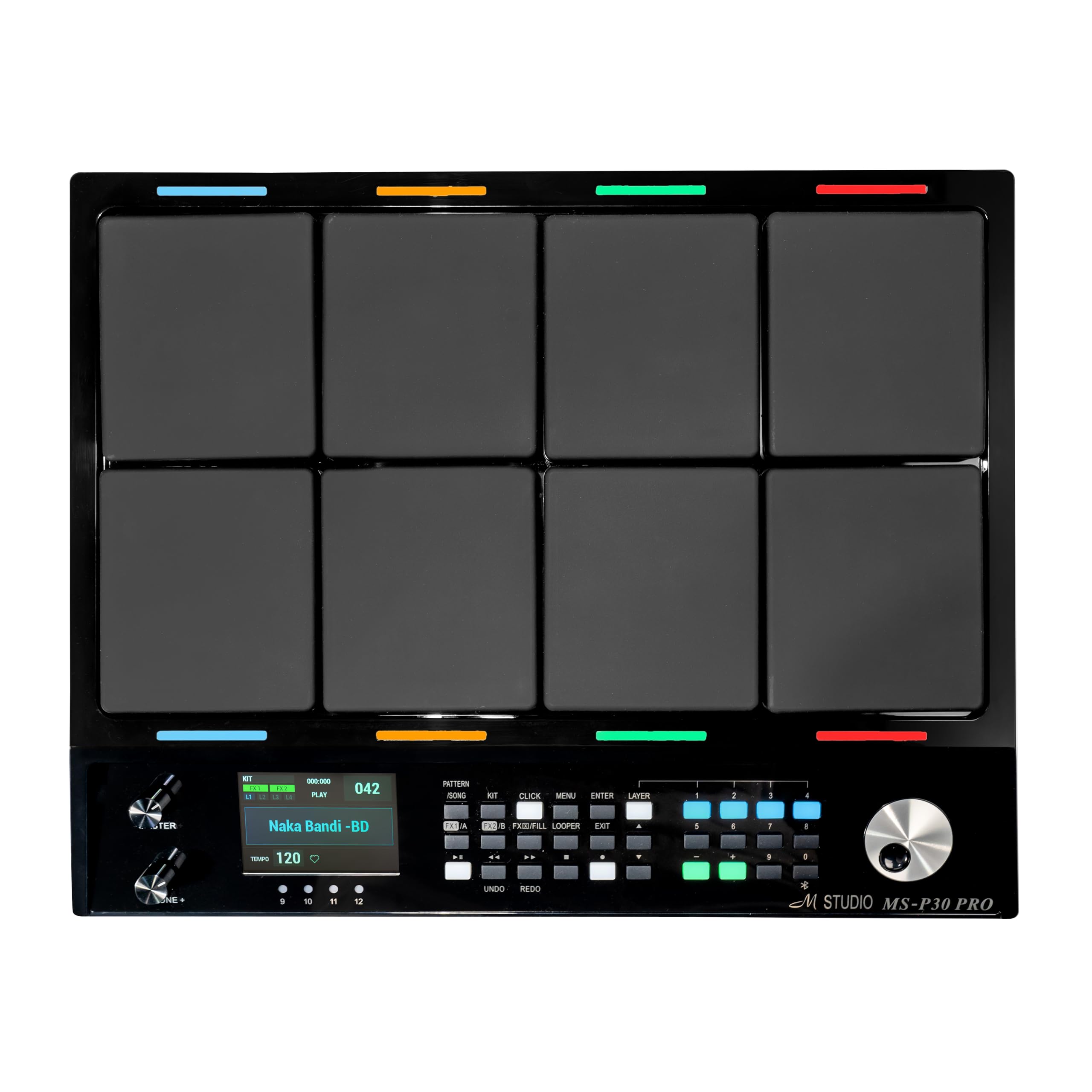 M Studio MSP30 Pro Electronic Drum Pad – 8 Velocity-Sensitive Pads, LCD Display, Built-In Sounds & MIDI Controller – Portable Digital Drum Kit, Black-image-47