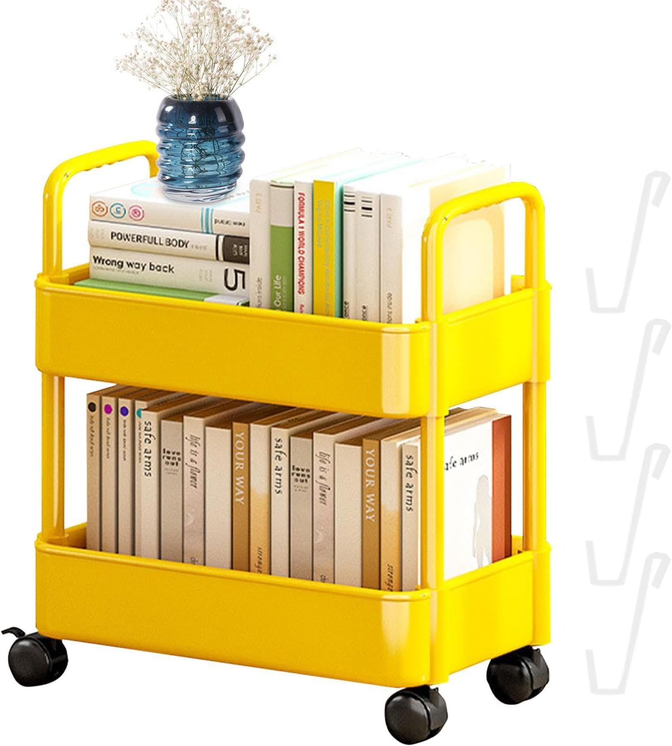 2Tier Rolling Utility Cart with Wheels Movable Storage