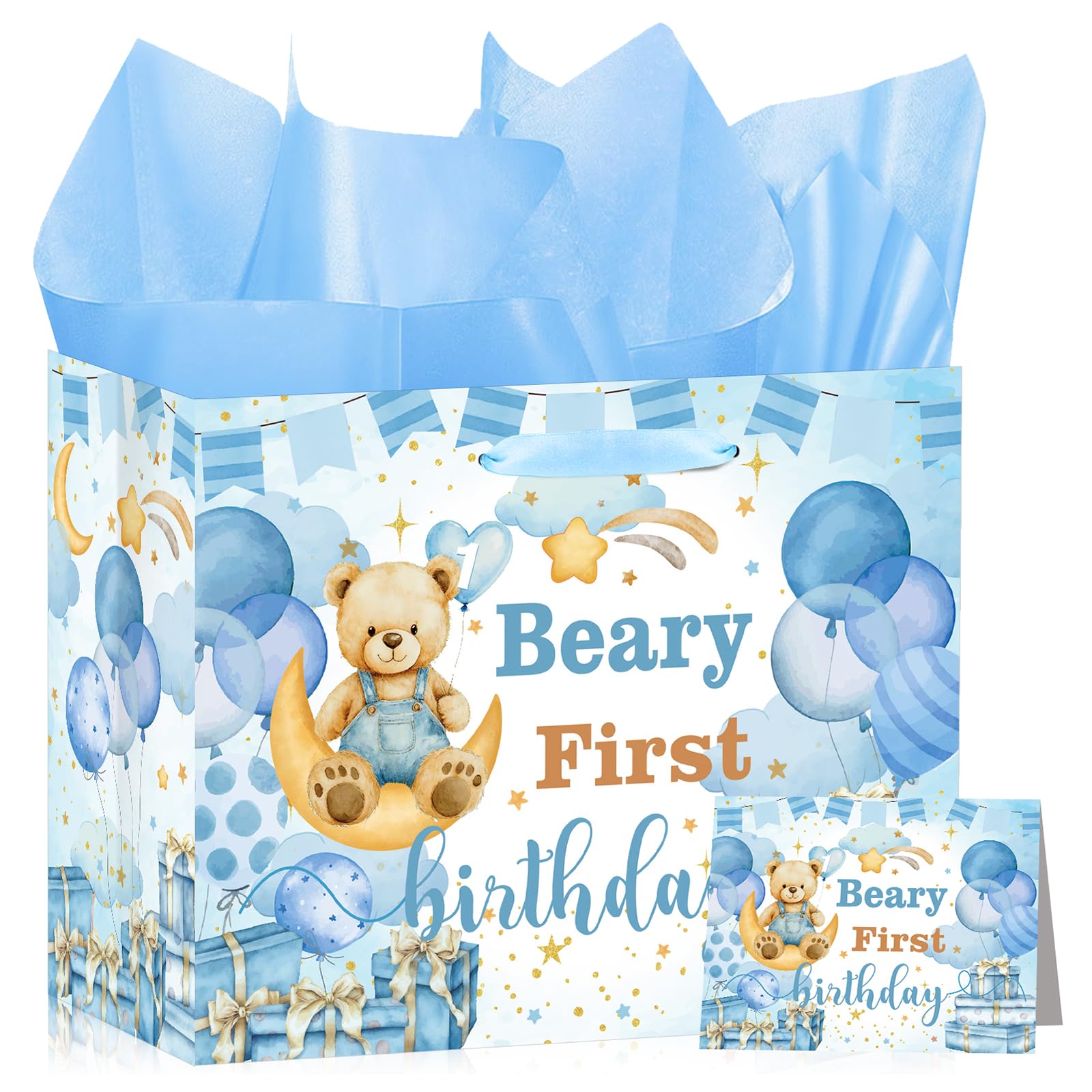 LUUFILx Blue Beary First Birthday Gift Bag