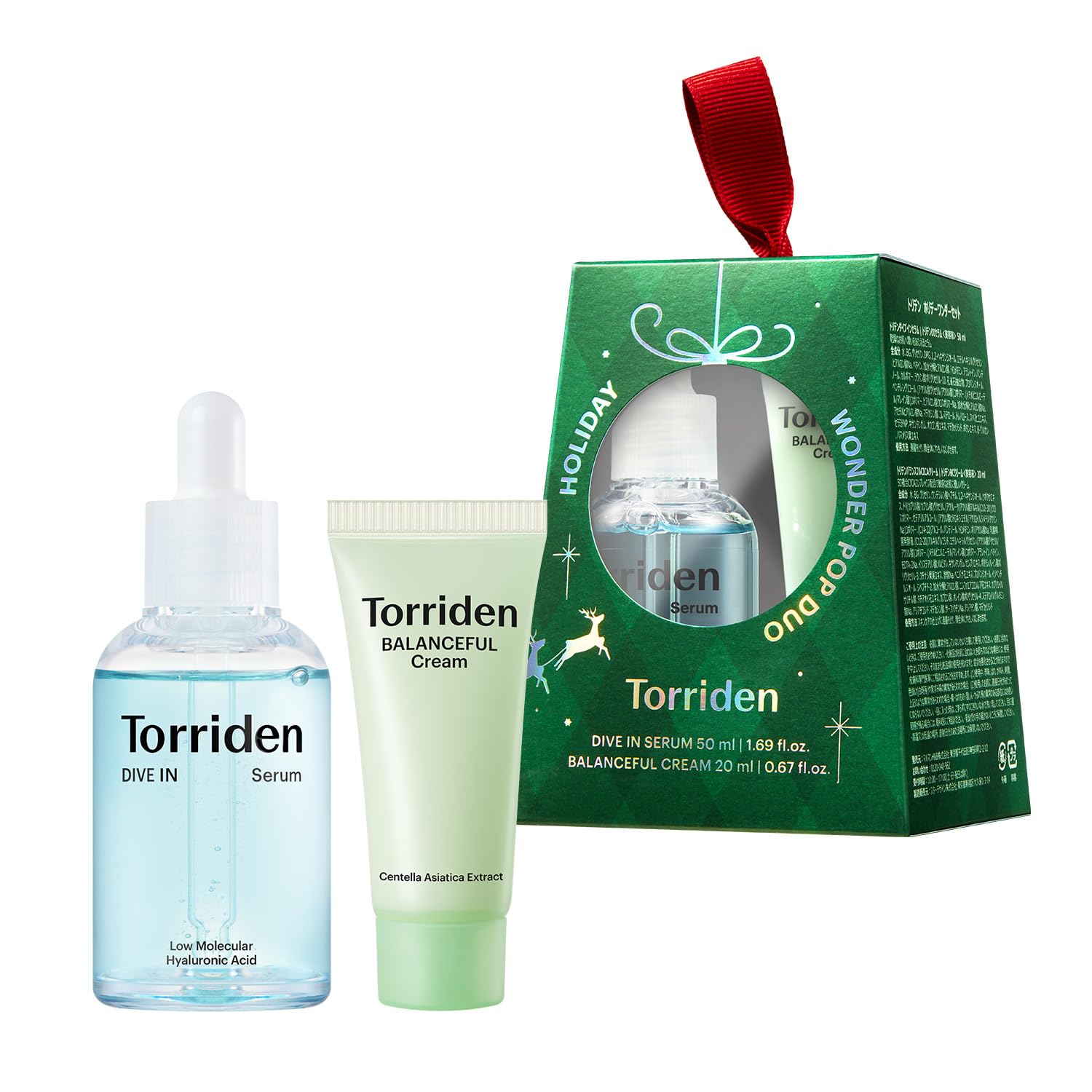 Torriden Holiday Wonder Pop Duo Gift Set (Green) | DIVE IN Hyaluronic Serum + BALANCEFUL Cica Cream | Korean Skincare for Deep Hydration & Soothing | Perfect Stocking Stuffer for Women & Teens