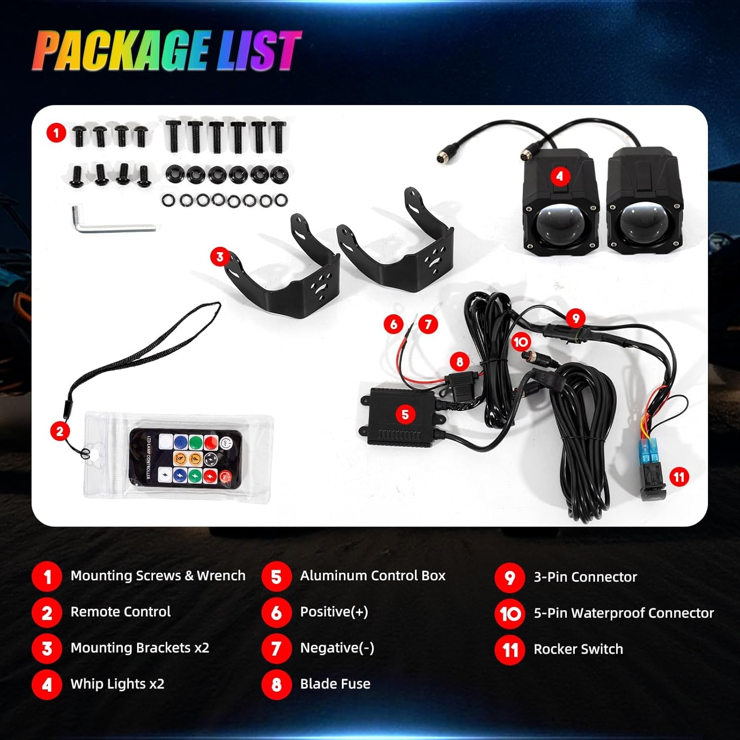 70mm Whipless LED Whip Lights for Side by Side RGBW Brighter Alien Lights for SXS UTV ATV Antenna Chase Light Whip with Remote & Switch 9 Modes Compatible with Polaris RZR Can-Am Maverick (70 MM)