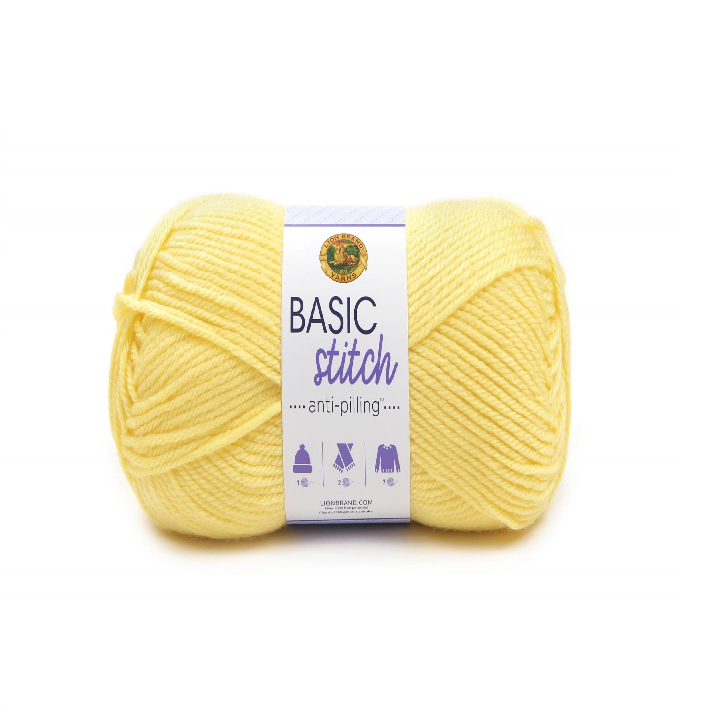 Lion Brand Yarn Basic Stitch Anti-Pilling Knitting Yarn, Yarn for Crocheting, 1-Pack, Lemonade