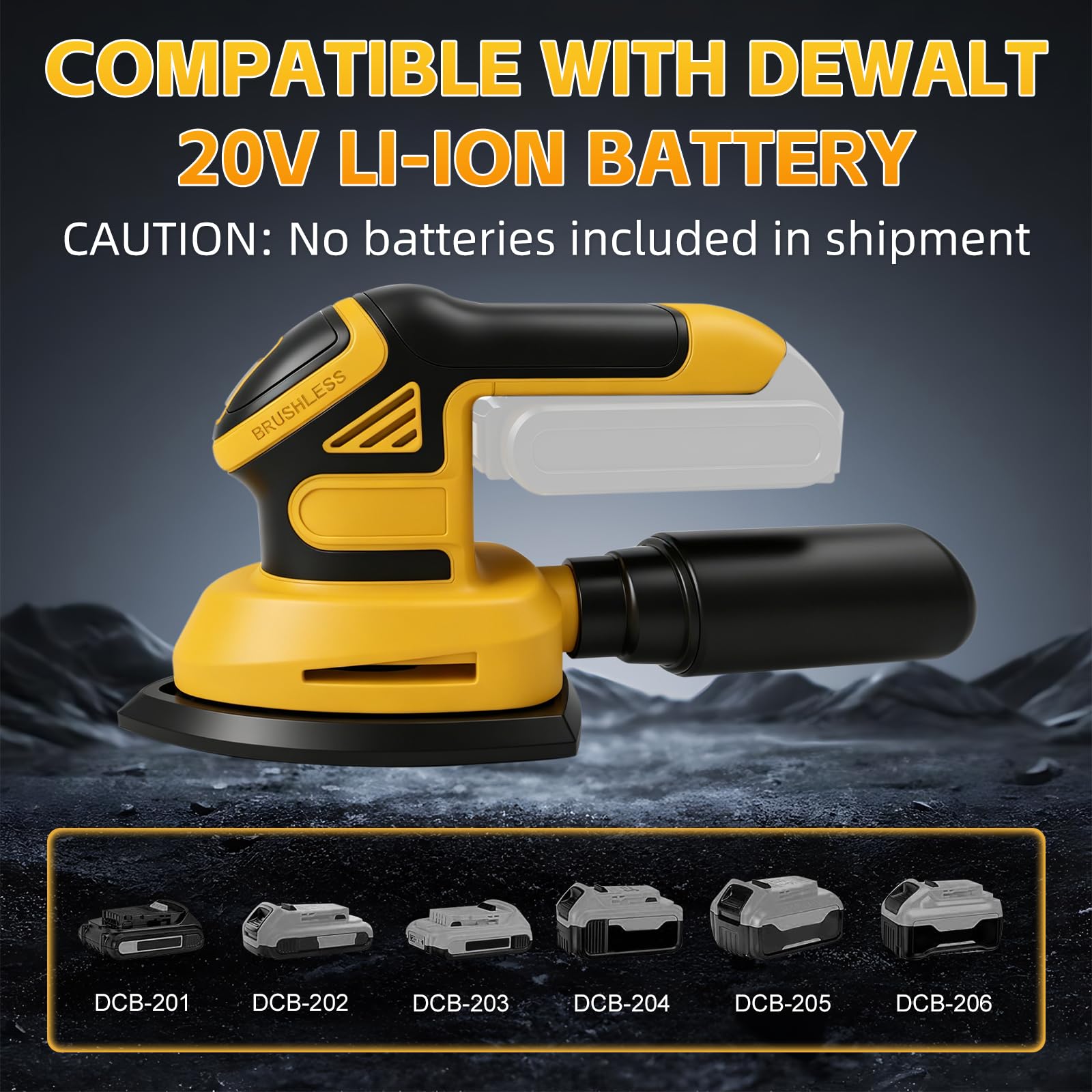 Lijadora Delta Inalámbrica Compatible con Dewalt 20V, Lijadora Multifunción con Bolsa de Recolección de Polvo 12 Hojas Abrasivas Para Lijar, Pulido y Trabajo Madera (sin Batería)