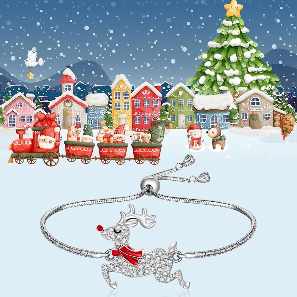 Christmas Bracelet Reindeer Bracelet for Women Sterling Silver Reindeer Bracelet Link Deer Holiday Merry Christmas XMAS Gifts - Image 8
