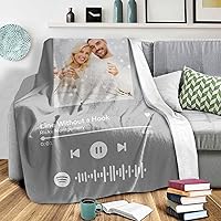 Vista 13 de Manta personalizada con escaneo de imágenes, código de Spotify, foto negra, manta de forro polar personalizada, manta suave, diseño de tu propia
