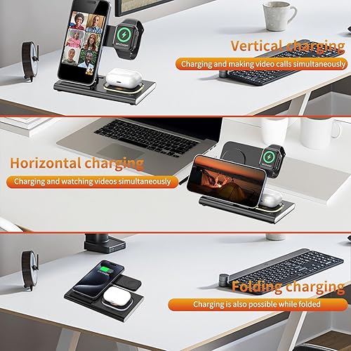 Miniatura 4 de Estación de carga inalámbrica 3 en 1, cargador inalámbrico rápido para iPhone 15 14 13 12 11 Pro X XS XR 8 Series, para iWatch Ultra 9 8 7 6 SE 5 4